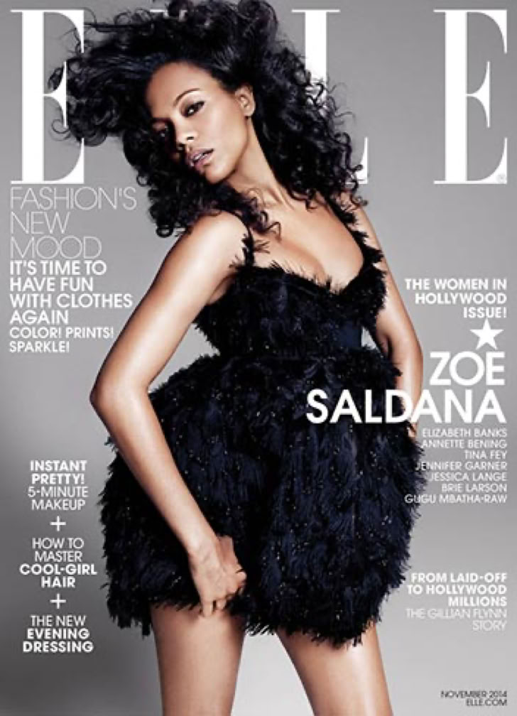 Zoe Saldana Oscar-winning black actress, Elle